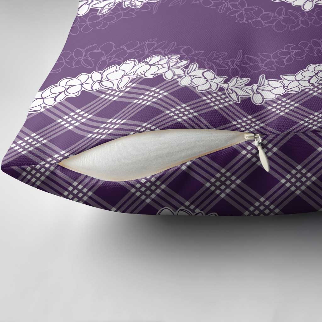 Hawaii Aloha Plumeria Lei Violet Palaka Pillow Cover - Polynesian Pride