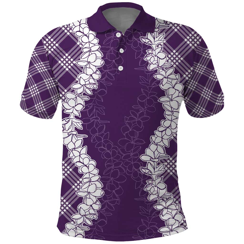 Hawaii Aloha Plumeria Lei Violet Palaka Polo Shirt - Polynesian Pride