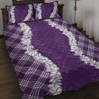 Hawaii Aloha Plumeria Lei Violet Palaka Quilt Bed Set - Polynesian Pride