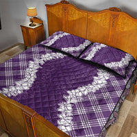 Hawaii Aloha Plumeria Lei Violet Palaka Quilt Bed Set - Polynesian Pride