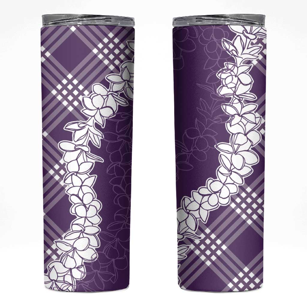 Hawaii Aloha Plumeria Lei Violet Palaka Skinny Tumbler - Polynesian Pride