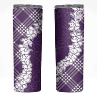 Hawaii Aloha Plumeria Lei Violet Palaka Skinny Tumbler - Polynesian Pride