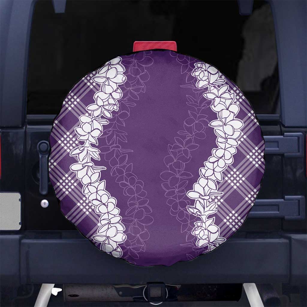 Hawaii Aloha Plumeria Lei Violet Palaka Spare Tire Cover - Polynesian Pride