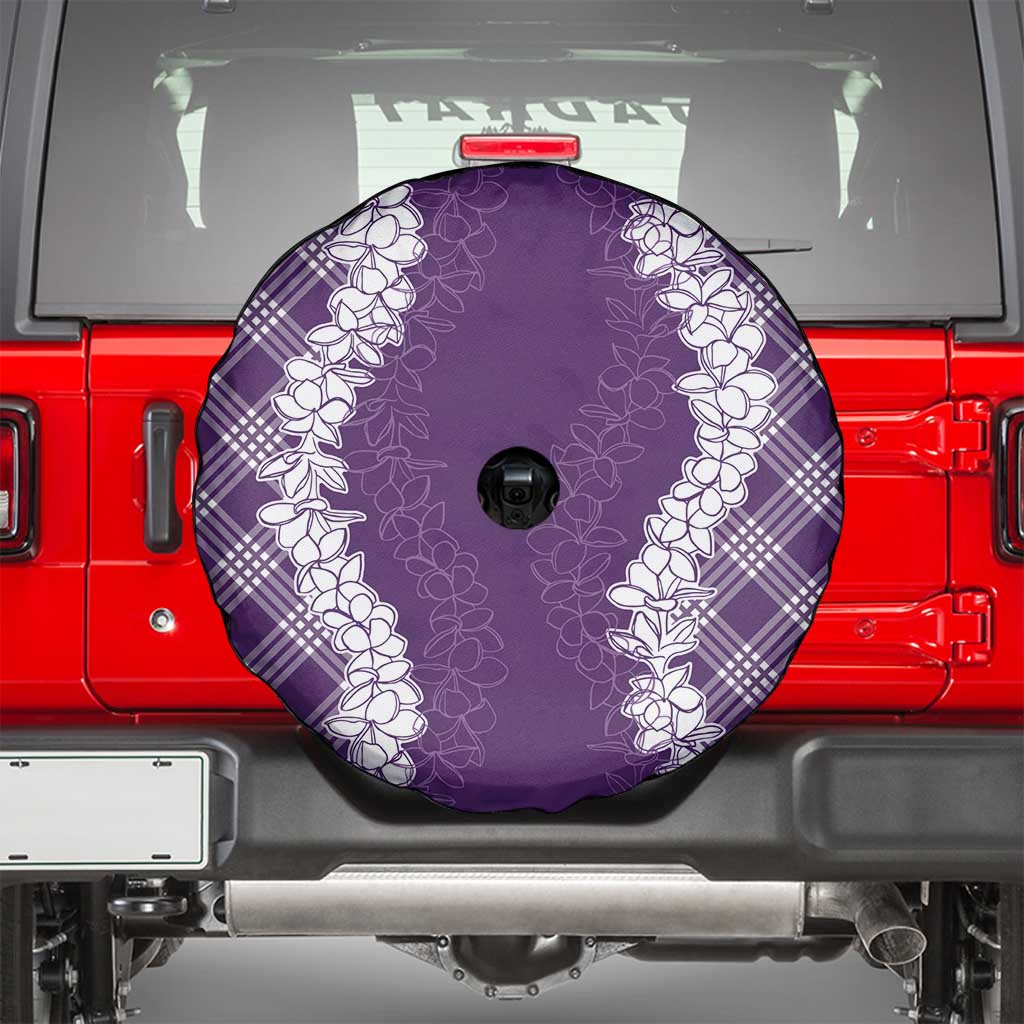 Hawaii Aloha Plumeria Lei Violet Palaka Spare Tire Cover - Polynesian Pride