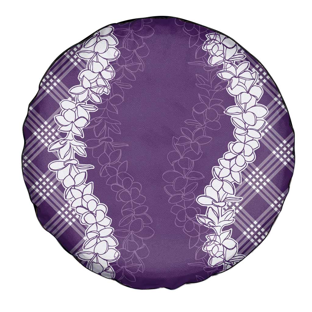 Hawaii Aloha Plumeria Lei Violet Palaka Spare Tire Cover - Polynesian Pride