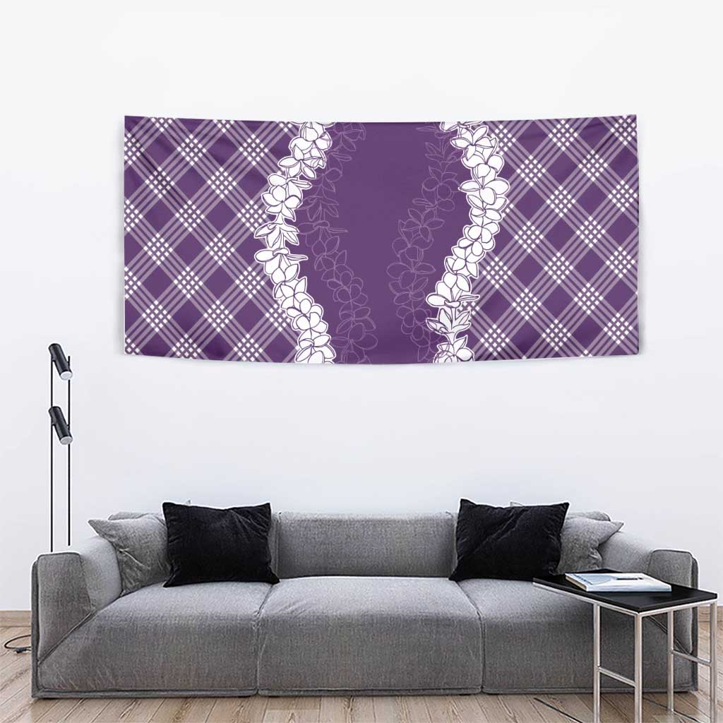 Hawaii Aloha Plumeria Lei Violet Palaka Tapestry - Polynesian Pride