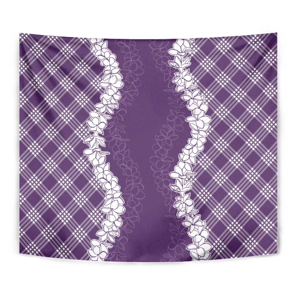 Hawaii Aloha Plumeria Lei Violet Palaka Tapestry - Polynesian Pride