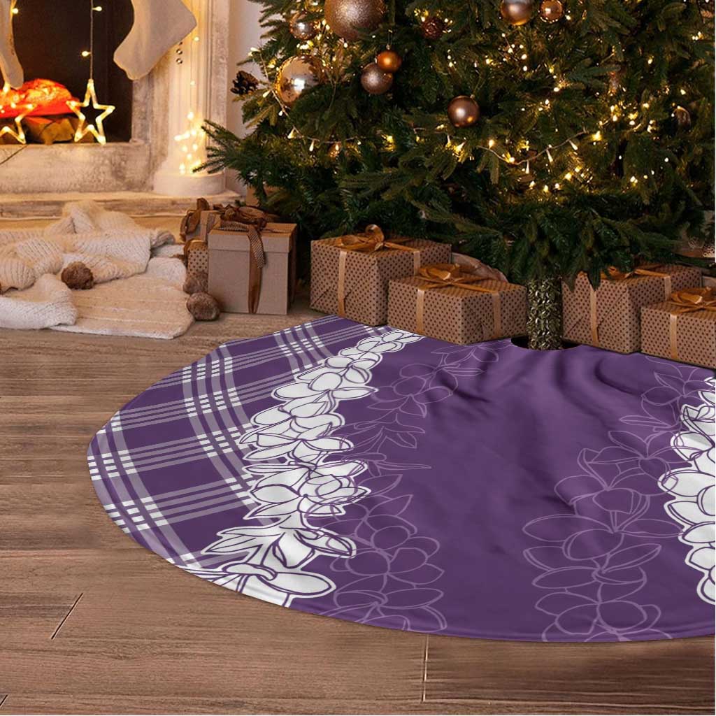 Hawaii Aloha Plumeria Lei Violet Palaka Tree Skirt - Polynesian Pride