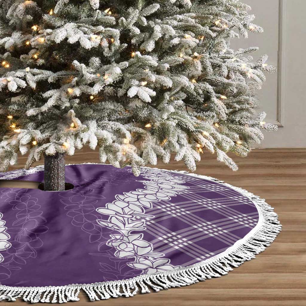Hawaii Aloha Plumeria Lei Violet Palaka Tree Skirt - Polynesian Pride