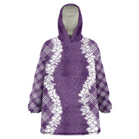 Hawaii Aloha Plumeria Lei Violet Palaka Wearable Blanket Hoodie - Polynesian Pride
