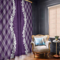 Hawaii Aloha Plumeria Lei Violet Palaka Window Curtain - Polynesian Pride