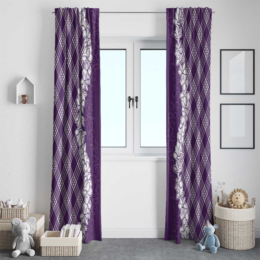 Hawaii Aloha Plumeria Lei Violet Palaka Window Curtain - Polynesian Pride