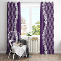 Hawaii Aloha Plumeria Lei Violet Palaka Window Curtain - Polynesian Pride