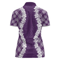 Hawaii Aloha Plumeria Lei Violet Palaka Women Polo Shirt - Polynesian Pride
