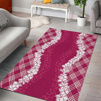 Hawaii Aloha Plumeria Lei Fuschia Palaka Area Rug - Polynesian Pride