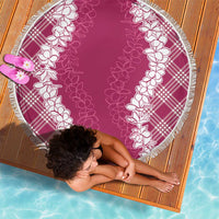 Hawaii Aloha Plumeria Lei Fuschia Palaka Beach Blanket - Polynesian Pride