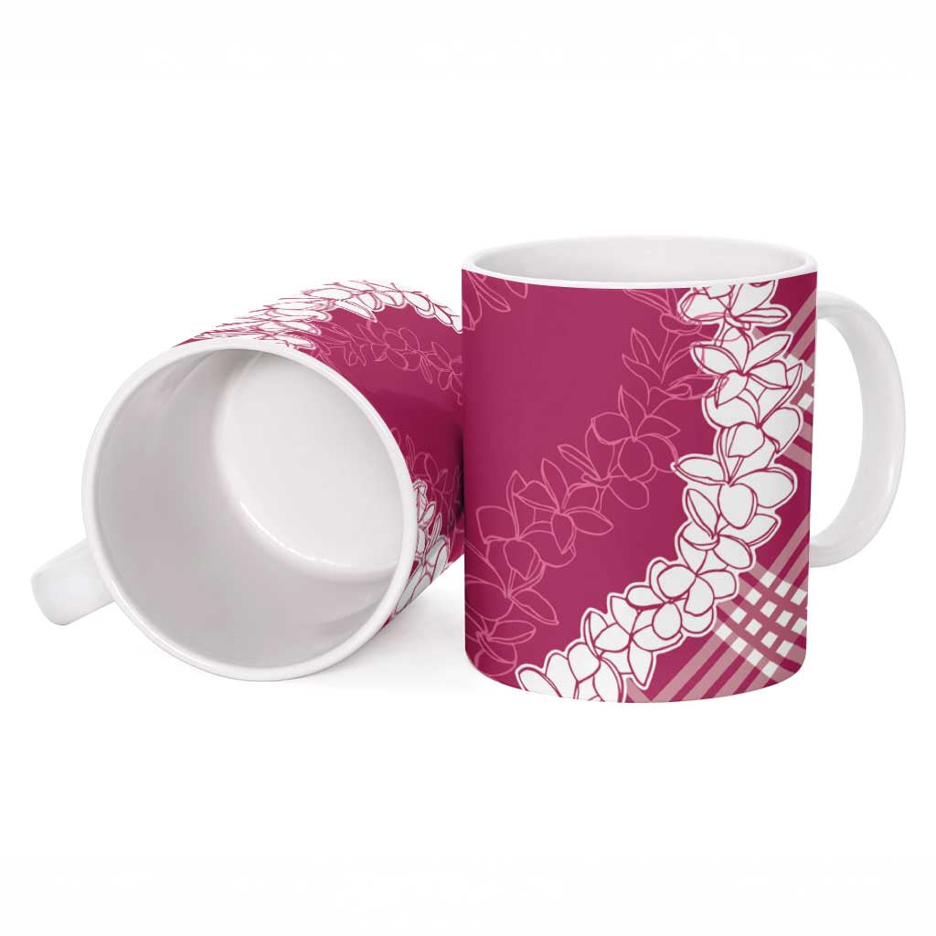 Hawaii Aloha Plumeria Lei Fuschia Palaka Ceramic Mug - Polynesian Pride
