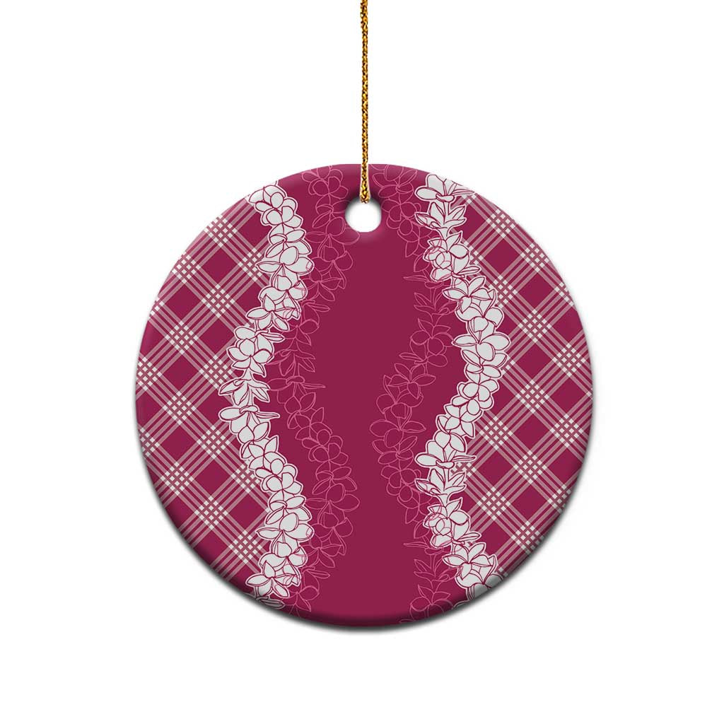 Hawaii Aloha Plumeria Lei Fuschia Palaka Ceramic Ornament - Polynesian Pride