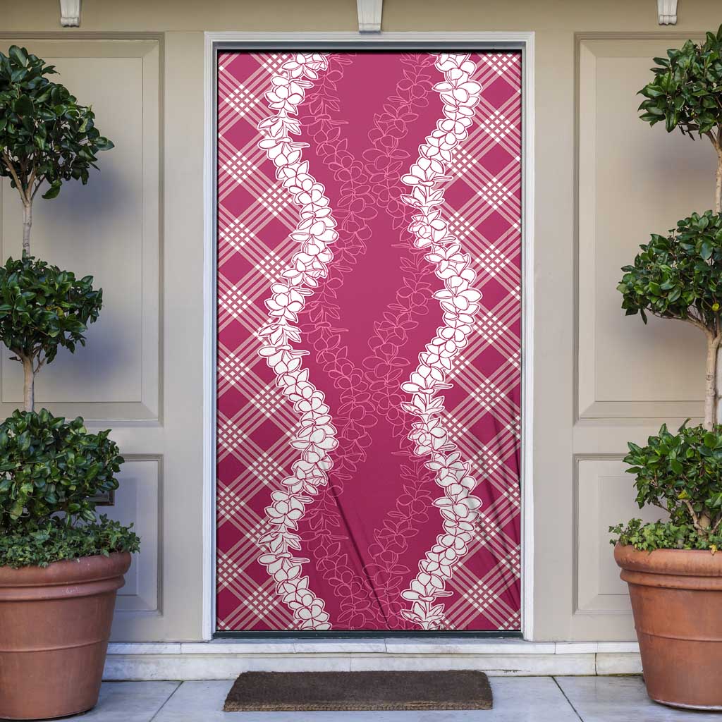 Hawaii Aloha Plumeria Lei Fuschia Palaka Door Cover - Polynesian Pride