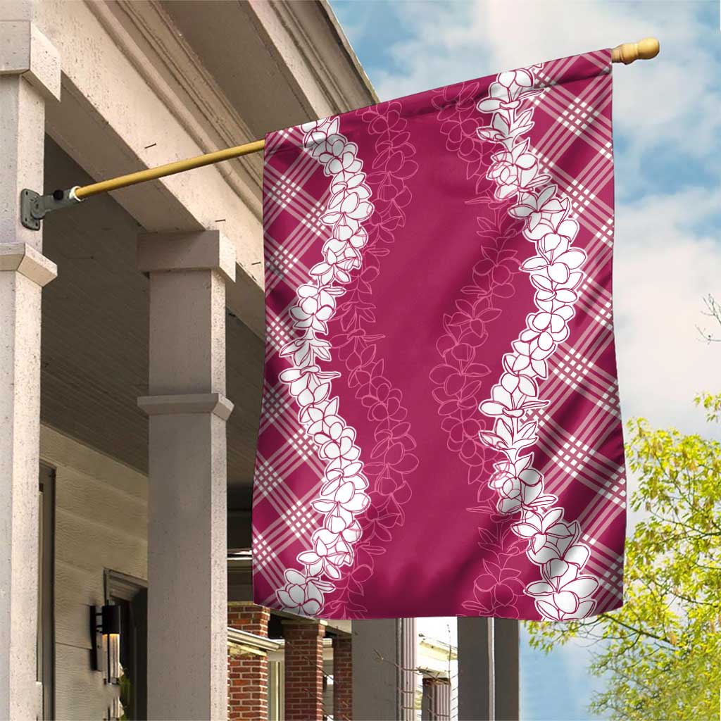 Hawaii Aloha Plumeria Lei Fuschia Palaka Garden Flag - Polynesian Pride