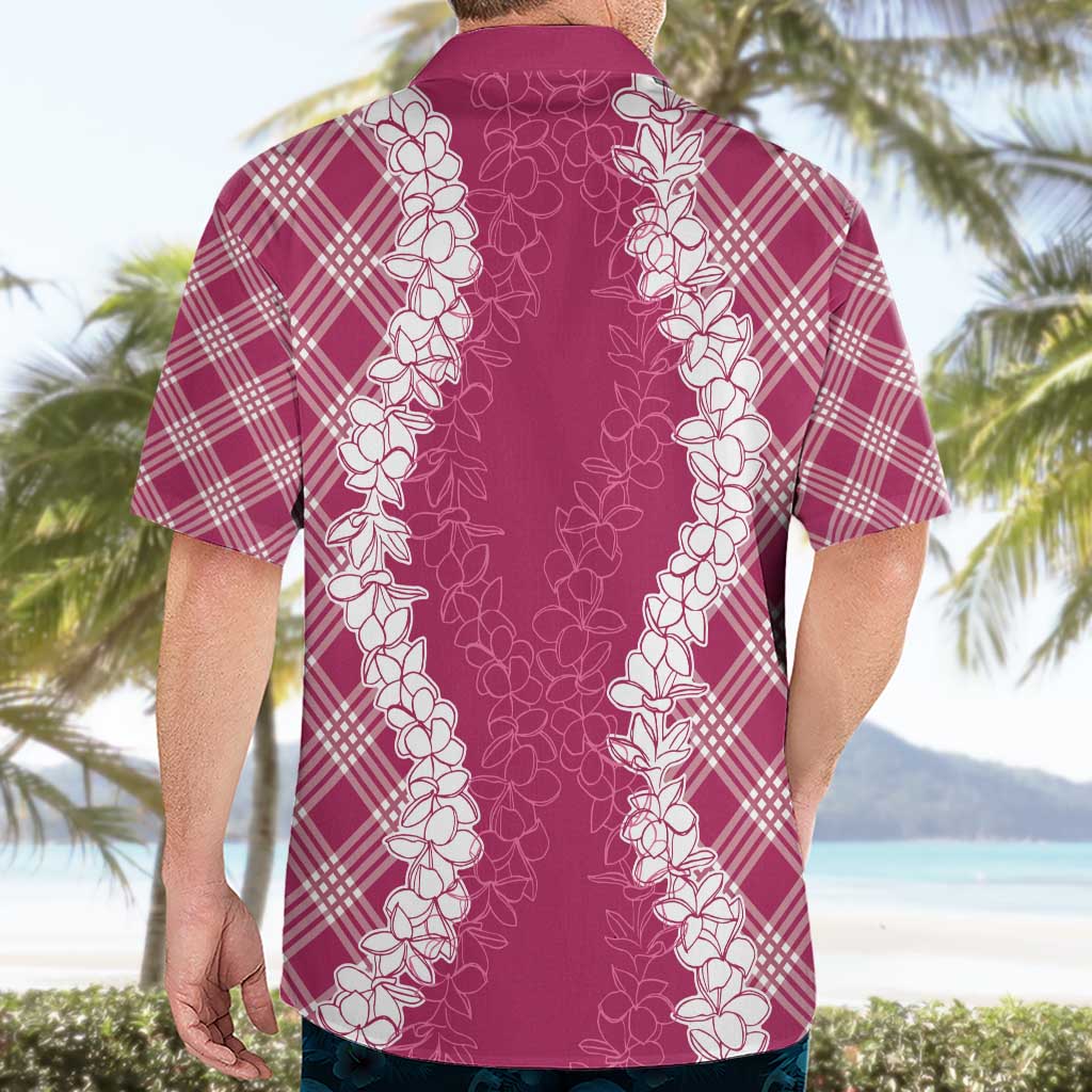 Hawaii Aloha Plumeria Lei Fuschia Palaka Hawaiian Shirt - Polynesian Pride