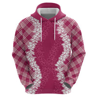 Hawaii Aloha Plumeria Lei Fuschia Palaka Hoodie - Polynesian Pride