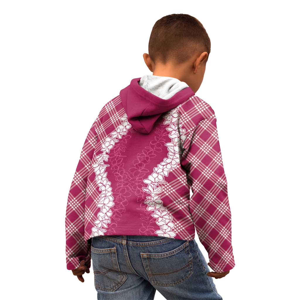 Hawaii Aloha Plumeria Lei Fuschia Palaka Kid Hoodie - Polynesian Pride