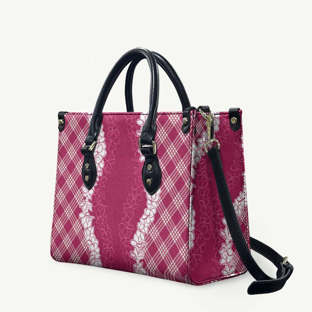 Hawaii Aloha Plumeria Lei Fuschia Palaka Leather Bag - Polynesian Pride