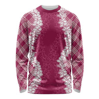 Hawaii Aloha Plumeria Lei Fuschia Palaka Long Sleeve Shirt - Polynesian Pride