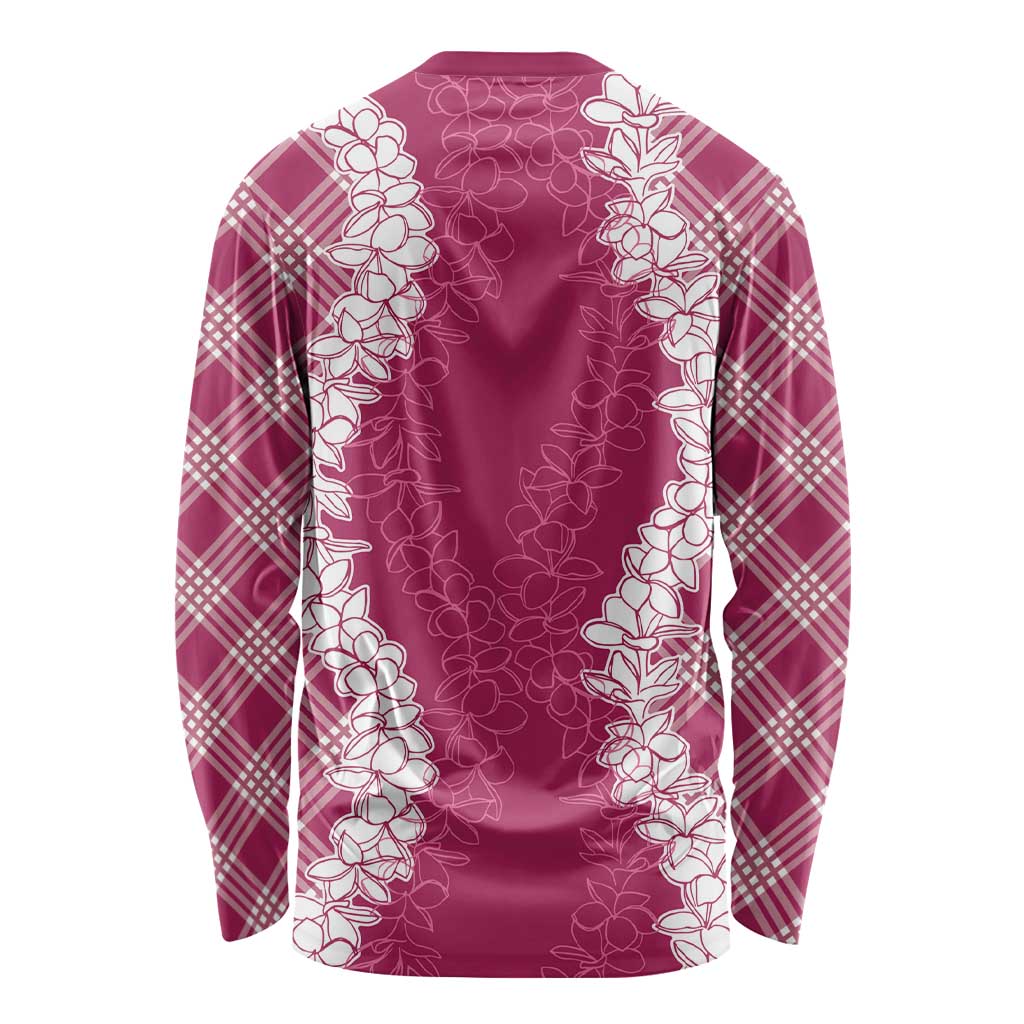 Hawaii Aloha Plumeria Lei Fuschia Palaka Long Sleeve Shirt - Polynesian Pride
