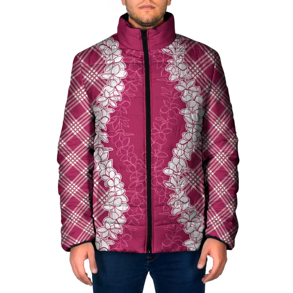 Hawaii Aloha Plumeria Lei Fuschia Palaka Padded Jacket - Polynesian Pride