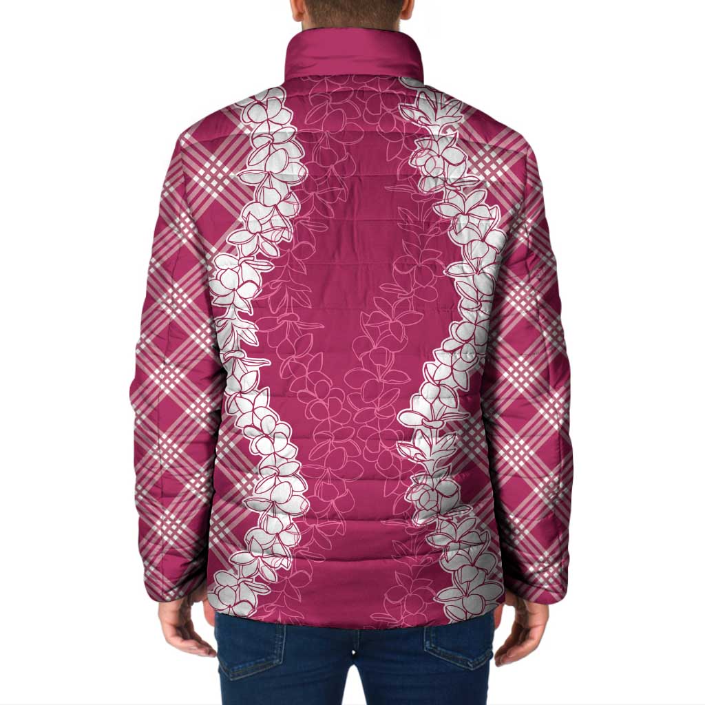 Hawaii Aloha Plumeria Lei Fuschia Palaka Padded Jacket - Polynesian Pride