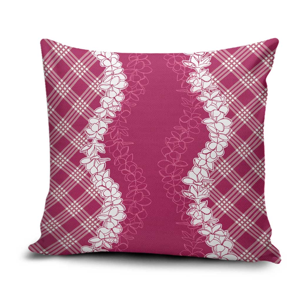 Hawaii Aloha Plumeria Lei Fuschia Palaka Pillow Cover - Polynesian Pride