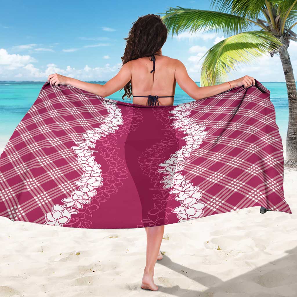 Hawaii Aloha Plumeria Lei Fuschia Palaka Sarong - Polynesian Pride