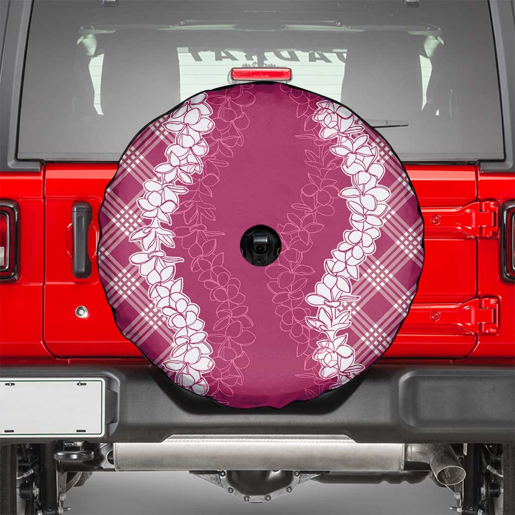 Hawaii Aloha Plumeria Lei Fuschia Palaka Spare Tire Cover - Polynesian Pride