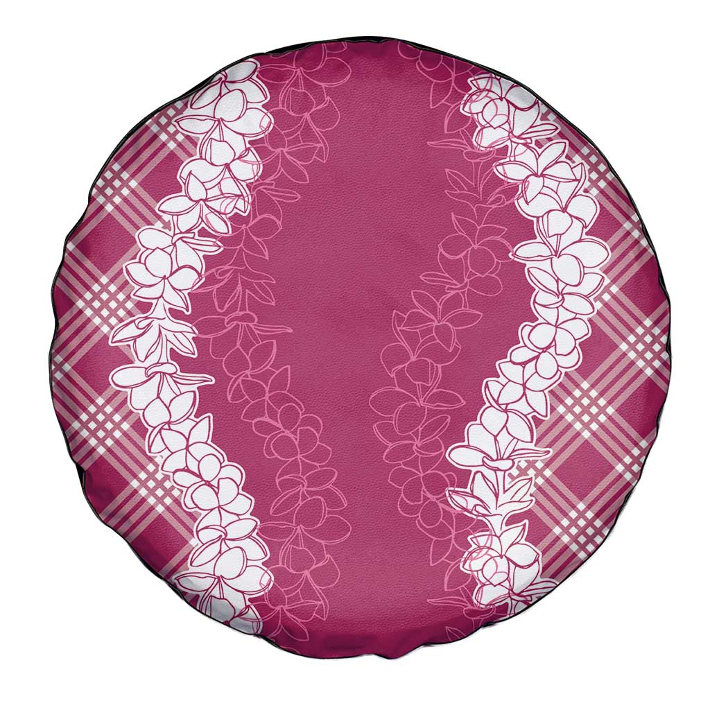 Hawaii Aloha Plumeria Lei Fuschia Palaka Spare Tire Cover - Polynesian Pride