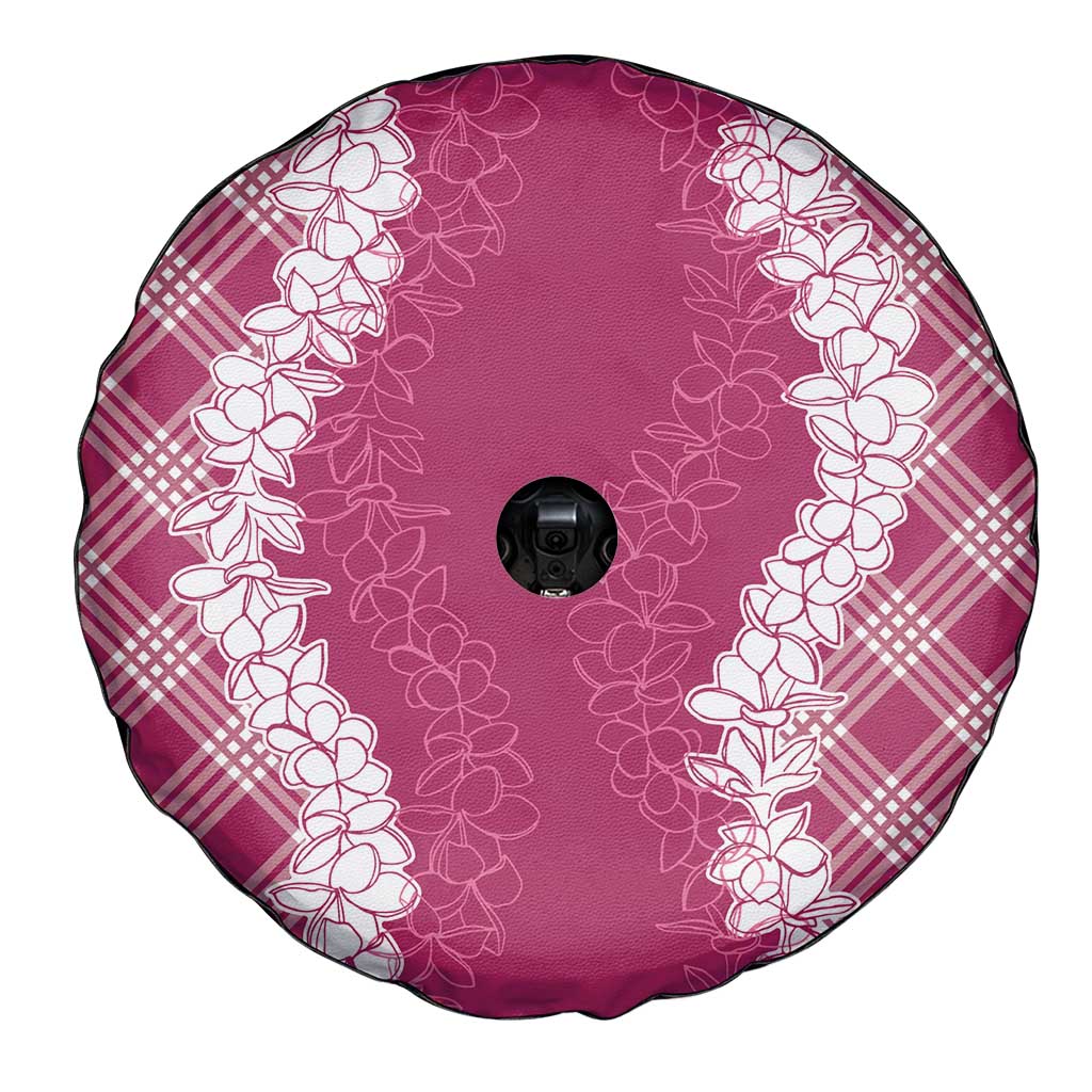 Hawaii Aloha Plumeria Lei Fuschia Palaka Spare Tire Cover - Polynesian Pride