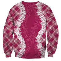 Hawaii Aloha Plumeria Lei Fuschia Palaka Sweatshirt - Polynesian Pride
