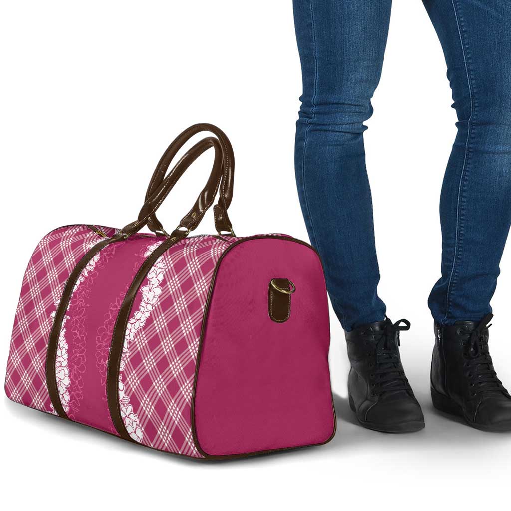 Hawaii Aloha Plumeria Lei Fuschia Palaka Travel Bag - Polynesian Pride