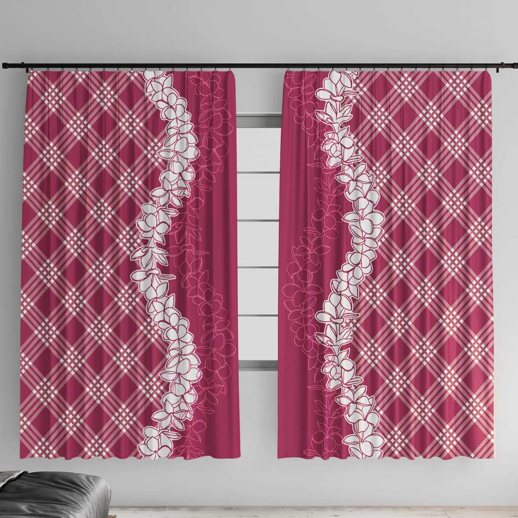Hawaii Aloha Plumeria Lei Fuschia Palaka Window Curtain - Polynesian Pride