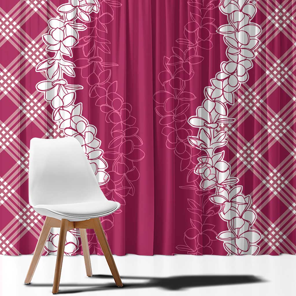 Hawaii Aloha Plumeria Lei Fuschia Palaka Window Curtain - Polynesian Pride