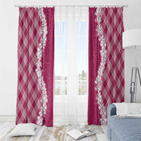 Hawaii Aloha Plumeria Lei Fuschia Palaka Window Curtain - Polynesian Pride