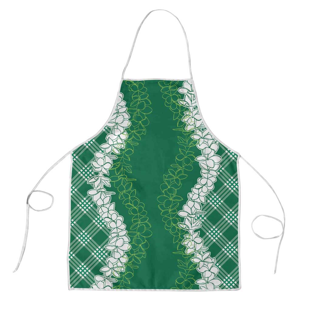 Hawaii Aloha Plumeria Lei Green Palaka Apron - Polynesian Pride