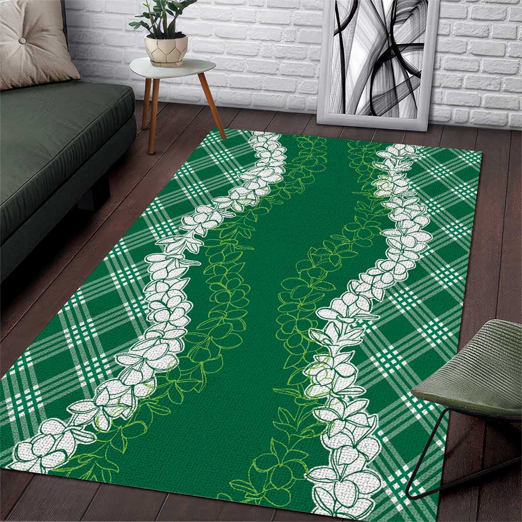 Hawaii Aloha Plumeria Lei Green Palaka Area Rug - Polynesian Pride