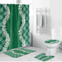 Hawaii Aloha Plumeria Lei Green Palaka Bathroom Set - Polynesian Pride