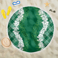 Hawaii Aloha Plumeria Lei Green Palaka Beach Blanket - Polynesian Pride