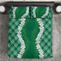 Hawaii Aloha Plumeria Lei Green Palaka Bedding Set - Polynesian Pride
