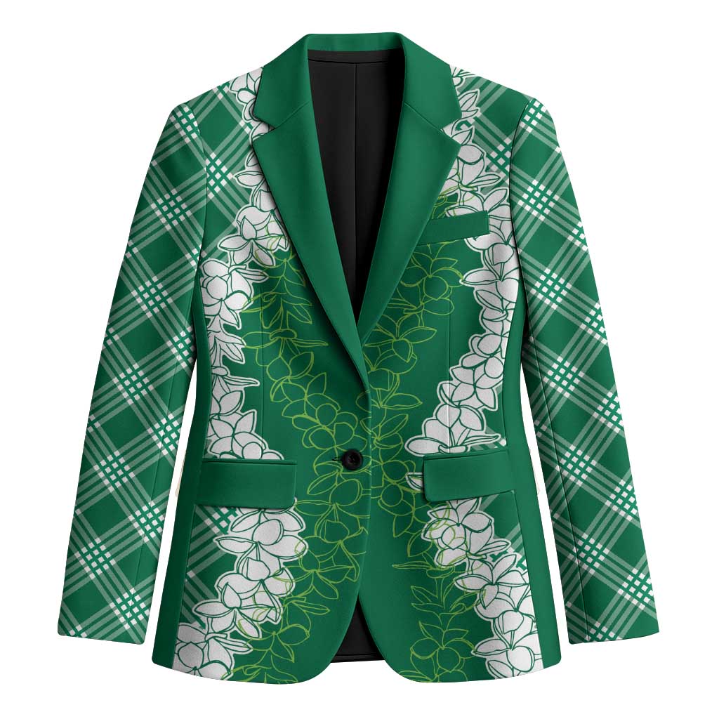 Hawaii Aloha Plumeria Lei Green Palaka Blazer - Polynesian Pride
