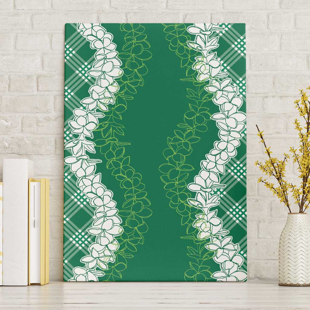 Hawaii Aloha Plumeria Lei Green Palaka Canvas Wall Art - Polynesian Pride