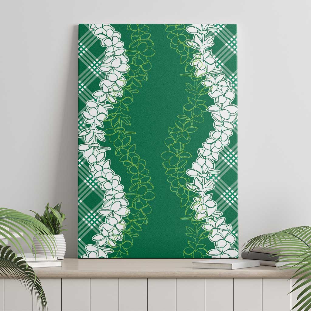 Hawaii Aloha Plumeria Lei Green Palaka Canvas Wall Art - Polynesian Pride